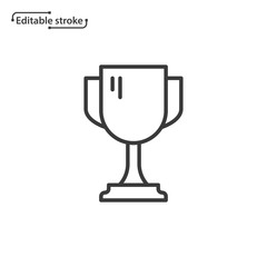 Trophy cup line vector icon. Editable stroke. 