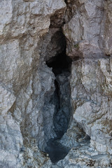 deep crack in the rocks