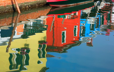 Reflection of houses of Burano