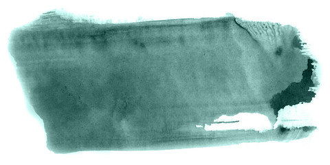 Abstract watercolor background hand-drawn on paper. Volumetric smoke elements. Blue-Green color. For design, web, card, text, decoration, surfaces.