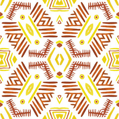 Stylized african tribal colorful motif in ethnic style. Geometric seamless pattern for site backgrounds, wallpaper, wrapping paper, fashion design and decor.