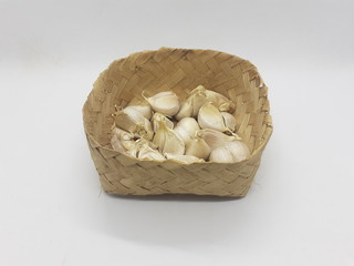 Traditional Ethnic Artistic Brown Natural Wooden Handmade Bamboo Rattan Basket for Kitchen Garlic...