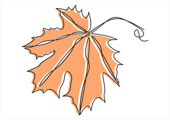 Naklejka premium one line drawing of isolated vector object - tree leaf