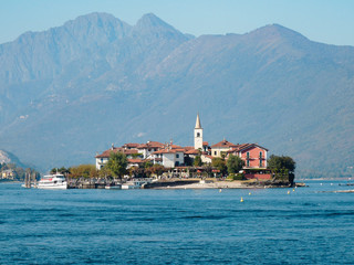Fototapeta na wymiar Italian lake called Lago Maggiore with isole dei pescatori. Region of Lombardia. Destination travel to Europe