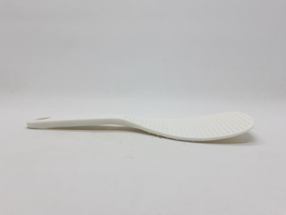 Beautiful Colorful Plastic Rubber Spoon Spatula in White Isolation Background