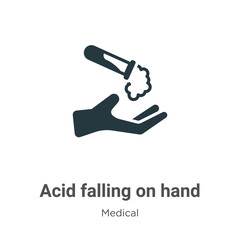 Acid falling on hand glyph icon vector on white background. Flat vector acid falling on hand icon symbol sign from modern medical collection for mobile concept and web apps design.