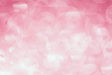 valentines day pink background with hearts bokeh and copy space, Valentines day card and wedding...
