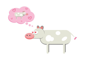 Cow dreams of love. St. Valentine's Day. Love. Animals