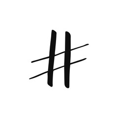 Isolated hand drawn social hashtag