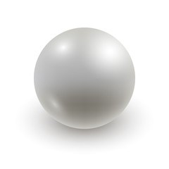 Pearl isolated on white background. Vector 3d object, natural gemstone, realistic illustration