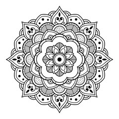 Mandala seamless pattern black and white. Islam, Arabic, Pakistan, Moroccan, Turkish, Indian, Spain motifs. Vector illustration EPS 10