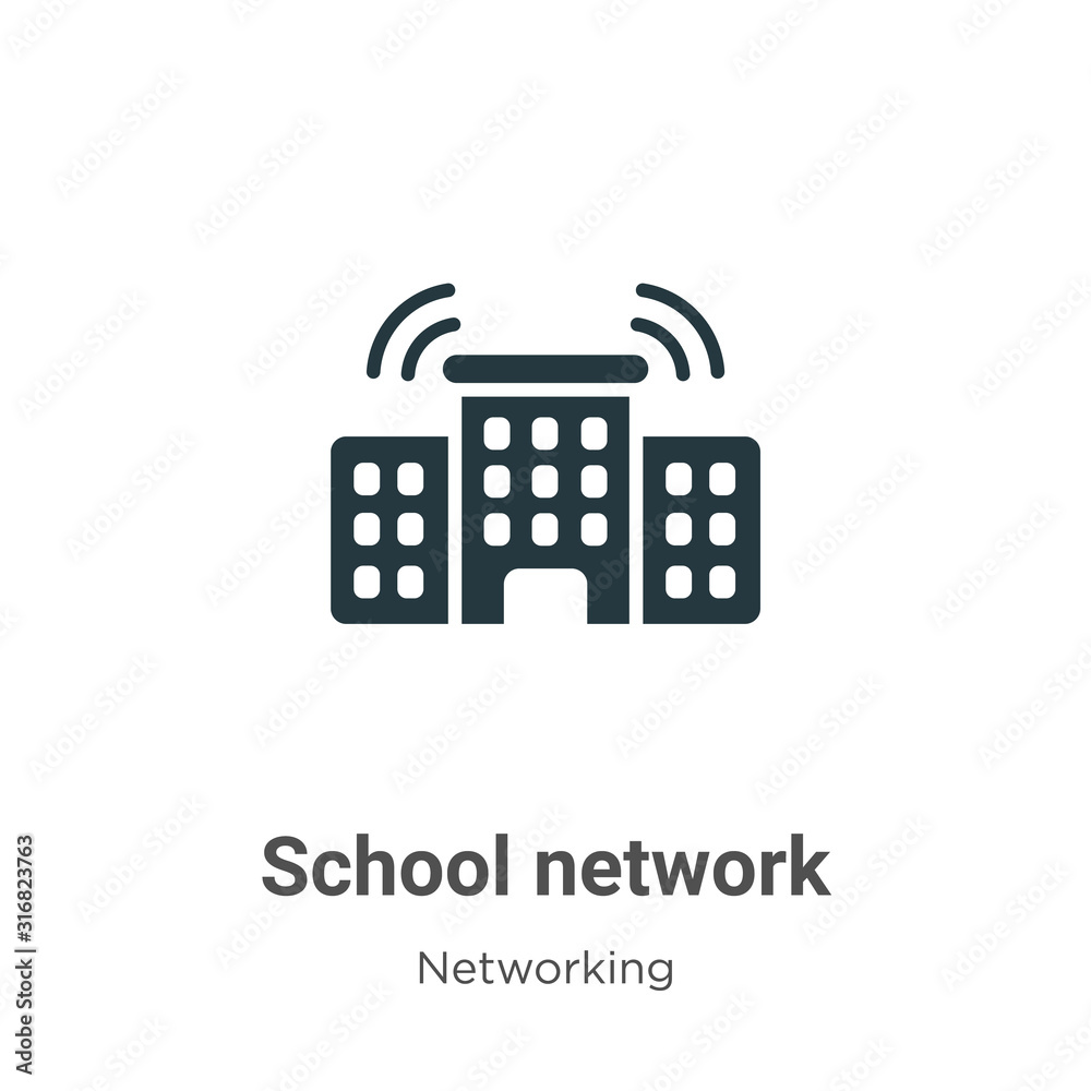 Poster school network glyph icon vector on white background. flat vector school network icon symbol sign fr
