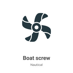 Boat screw glyph icon vector on white background. Flat vector boat screw icon symbol sign from modern nautical collection for mobile concept and web apps design. - obrazy, fototapety, plakaty