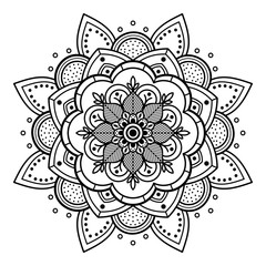 Mandala seamless pattern black and white. Islam, Arabic, Pakistan, Moroccan, Turkish, Indian, Spain motifs. Vector illustration EPS 10