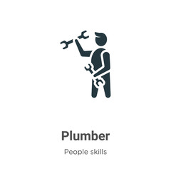 Plumber glyph icon vector on white background. Flat vector plumber icon symbol sign from modern people skills collection for mobile concept and web apps design.