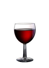 glass goblet with red wine on a white background
