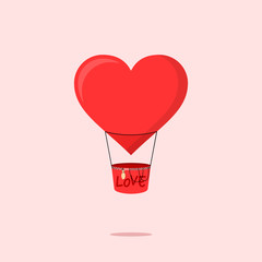 Flying Air Balloon with Heart Shape on Balloon