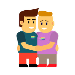 funny cartoon gay couple of lovers  each other's men. LGBT family or couple. Vector illustration Isolated on a white background.