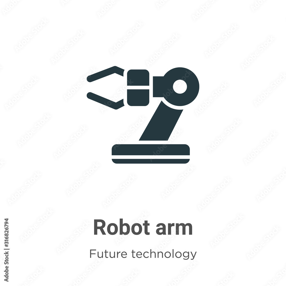 Poster robot arm glyph icon vector on white background. flat vector robot arm icon symbol sign from modern 
