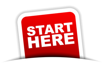 red vector banner start here