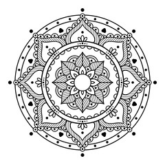 Mandala seamless pattern black and white. Islam, Arabic, Pakistan, Moroccan, Turkish, Indian, Spain motifs. Vector illustration EPS 10