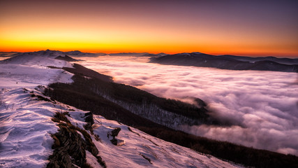 Splendid sunrise in the Carpathian Mountains. Polonina Wetlińska. Bieszczady National Park. Poland © Szymon Bartosz