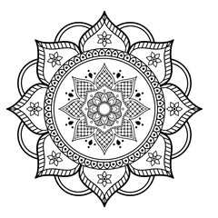 Mandala decorative round ornament. Can be used for greeting card, phone case print, etc. Hand drawn background, vector isolated on white. EPS 10 