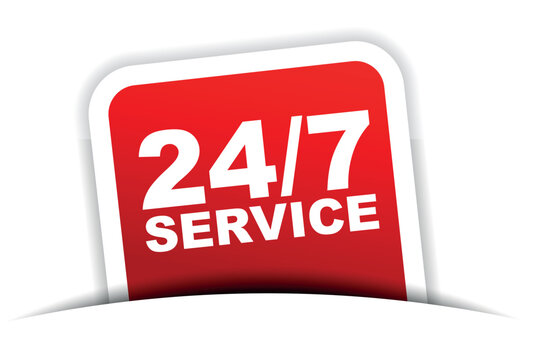 red vector banner 24/7 service
