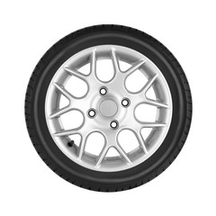Car wheel on white background