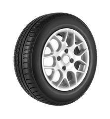 Car wheel on white background