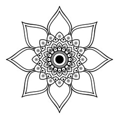 Mandala decorative round ornament. Can be used for greeting card, phone case print, etc. Hand drawn background, vector isolated on white. EPS 10 