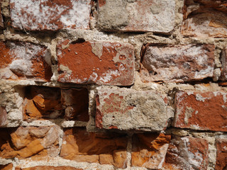 Old dirty brick wall closeup, background