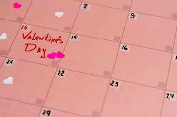 The inscription Happy Valentine's Day on the pink calendar 3