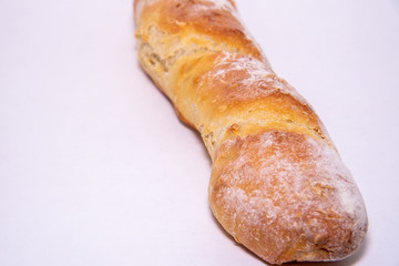 Baguette on a white background