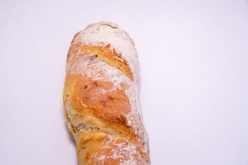 Baguette on a white background