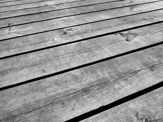 Wooden planks in black and white, background