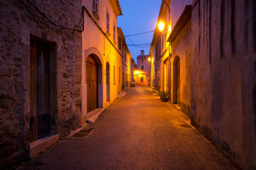 Fototapeta na wymiar Streets of Acludia during the night, Mallorca