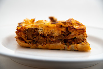 Plate of home made lasagna