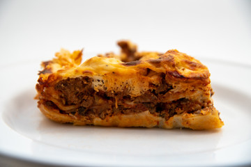 Plate of home made lasagna