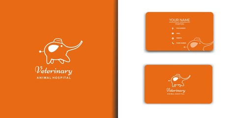 Professional veterinary clinic logo set with business card
