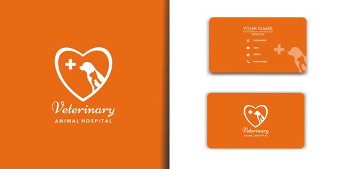 Professional veterinary clinic logo set with business card