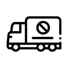 Truck Cross Mark Icon Vector. Outline Truck Cross Mark Sign. Isolated Contour Symbol Illustration