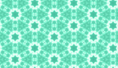 Seamless floral light green pattern. Round mint ornament Pattern on white. Geometric springtime design template with simple symmetric ornament. Best for greeting card, invitation or banner, textile