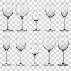 Set of empty wine glasses. Wine glass