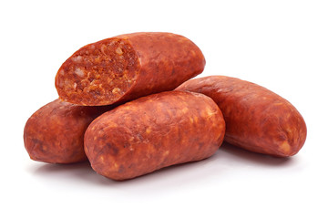 Chorizo Sausages, isolated on white background