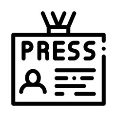 Obraz premium Press Badge Card Icon Vector. Outline Press Badge Card Sign. Isolated Contour Symbol Illustration