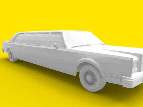 3D Rendering Of An American Limousine Isolated On Yellow Empty Background