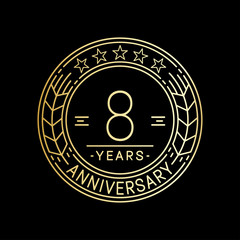 8 years anniversary logo template. 8th line art vector and illustration.