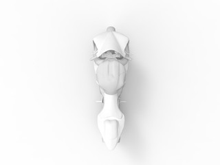 3D rendering of a white motorcycle isolated in white background