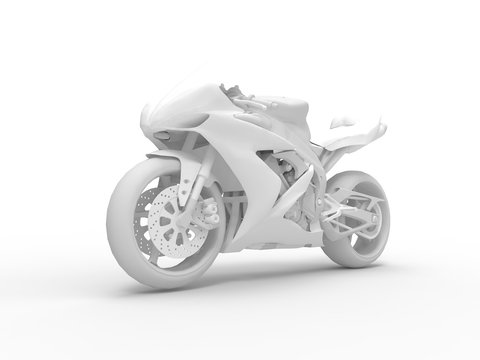 3D rendering of a white motorcycle isolated in white background